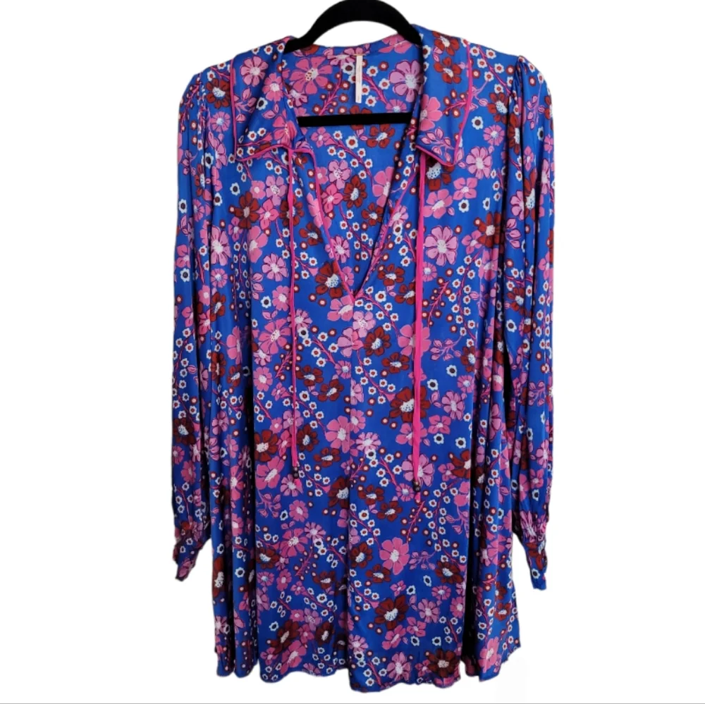 Free People Floral Mini Dress - Purple and Pink